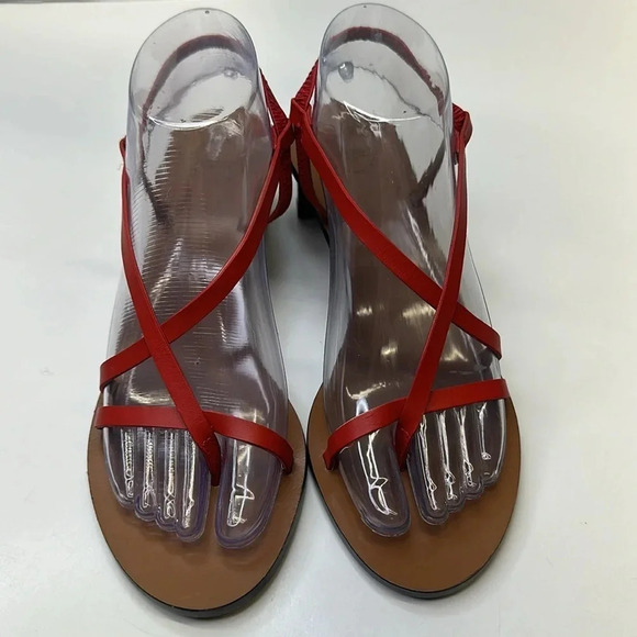 ATP Atelier Sandals High Heel Open Toe Strappy Leather Shoes Red Brown Size 38 8 - Picture 2 of 12